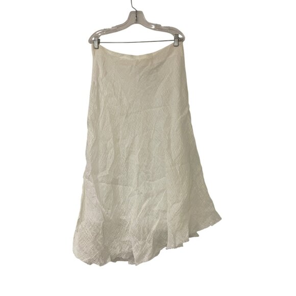 Zara Dresses & Skirts - Zara Womens Skirt Large White Linen Lined Asymmetric Midi A-Line 2548/104 NWT
